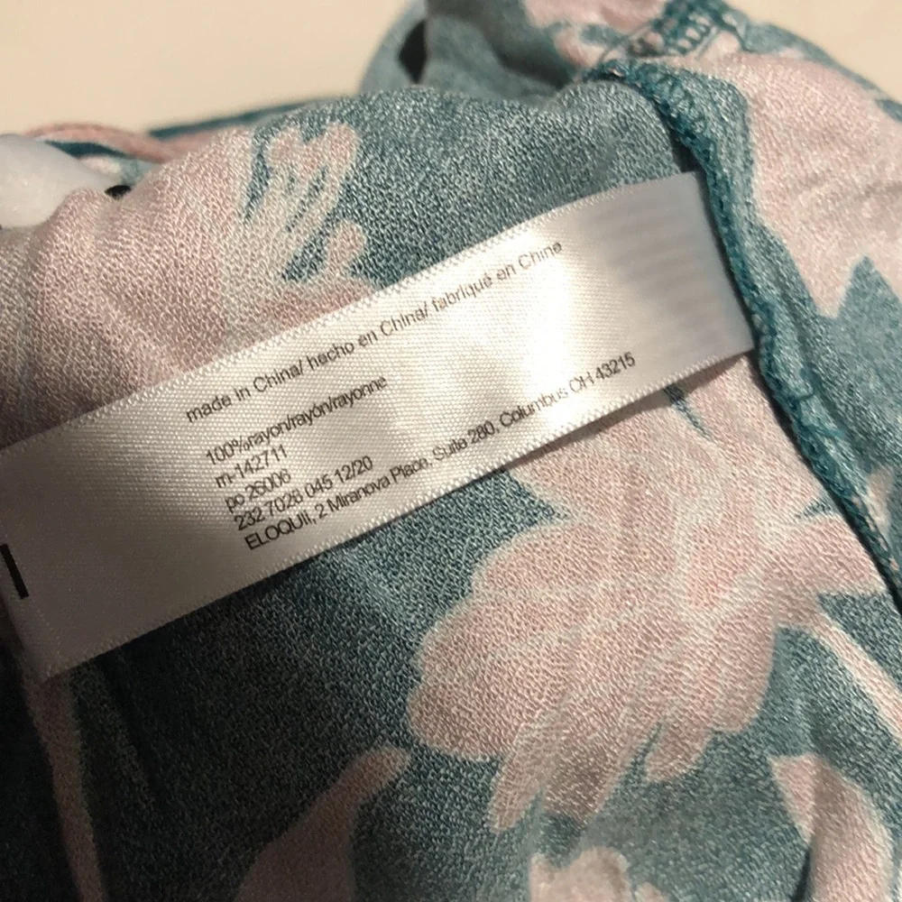 Eloquii green / pink floral print full jumper with waist tie. Like new!! - Picture 7 of 8